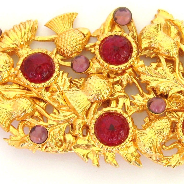 Dominique Aurientis Poured Gripoix Glass Large Gold Pin Brooch In New Condition In Wallkill, NY