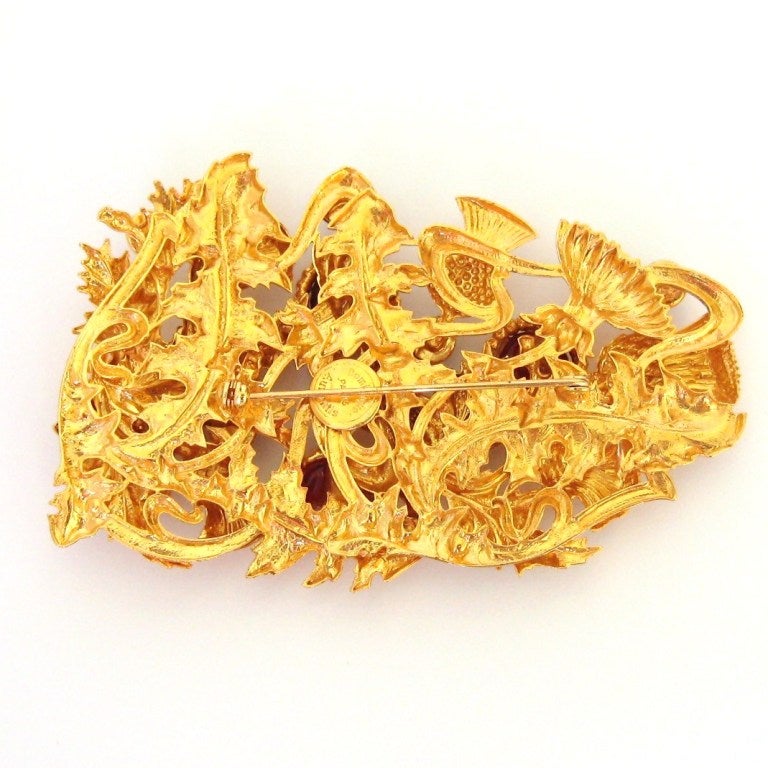 Women's Dominique Aurientis Poured Gripoix Glass Large Gold Pin Brooch