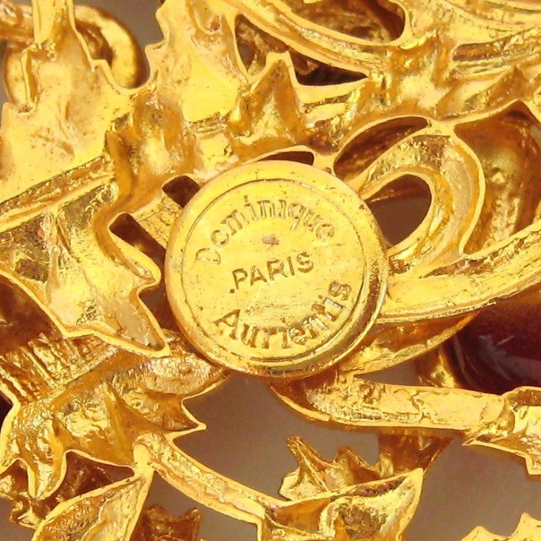 Dominique Aurientis Poured Gripoix Glass Large Gold Pin Brooch 1