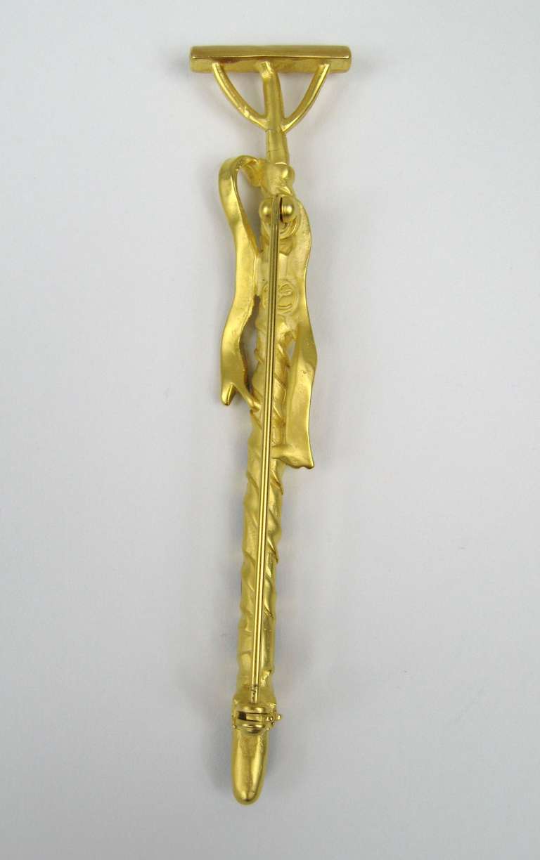 Karl Lagerfeld Rake Gold Gilt Brooch New old stock- New Never Worn 1990s In New Condition In Wallkill, NY