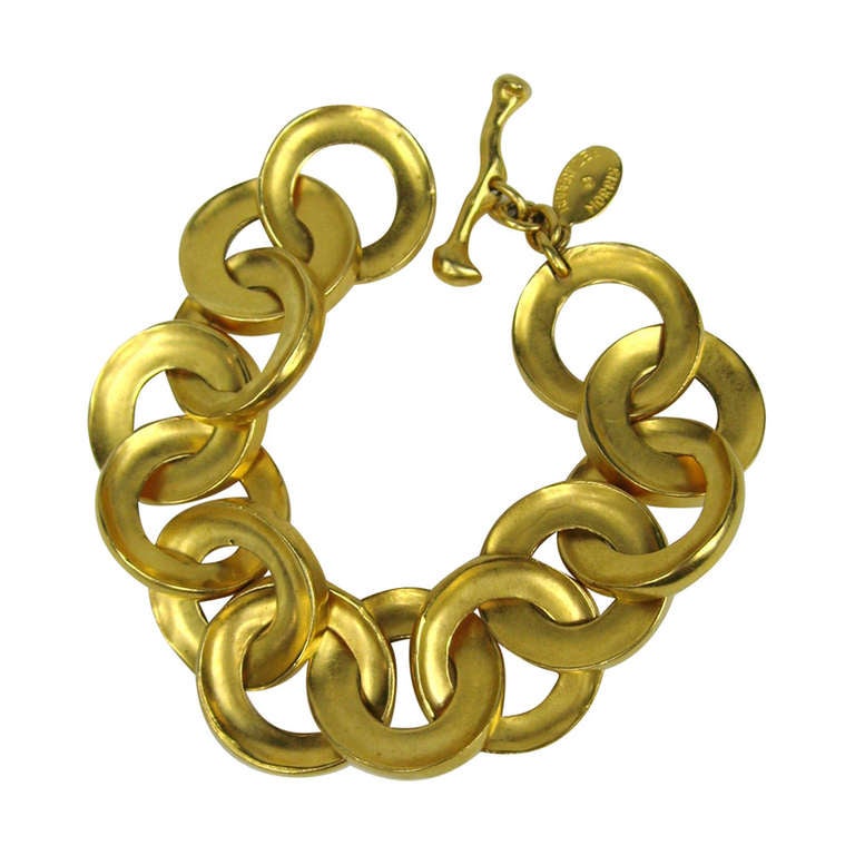 Robert Lee Morris Gold Circle Link Bracelet 1980s 