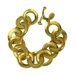 Retro Robert Lee Morris Gold Circle Link Bracelet 1980s 