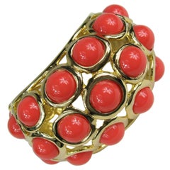 Vintage Kenneth J. Lane KJL Faux Coral Large Bangle Bracelet