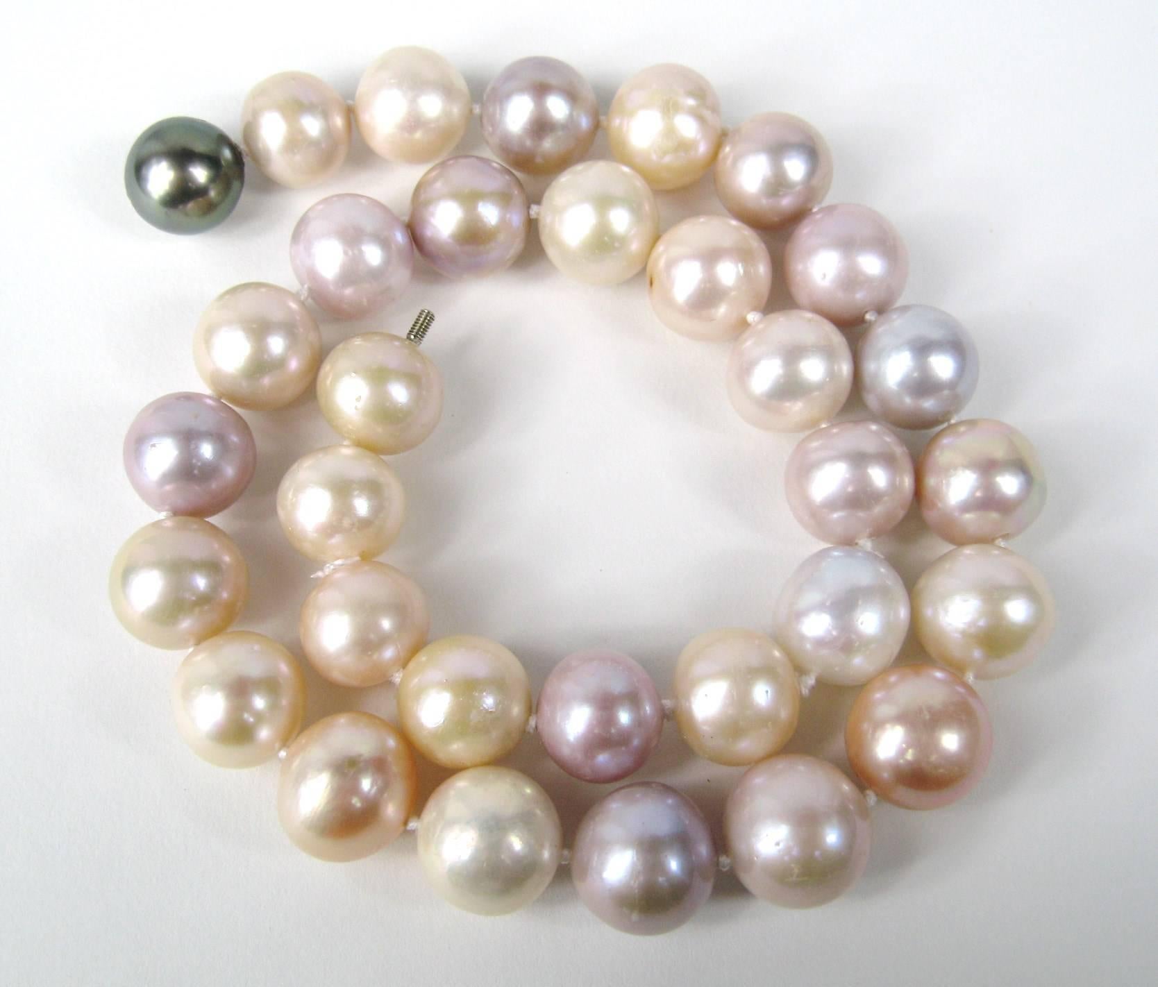 South Sea Baroque Cultured Multi Colored Pearl Necklace In Good Condition In Wallkill, NY