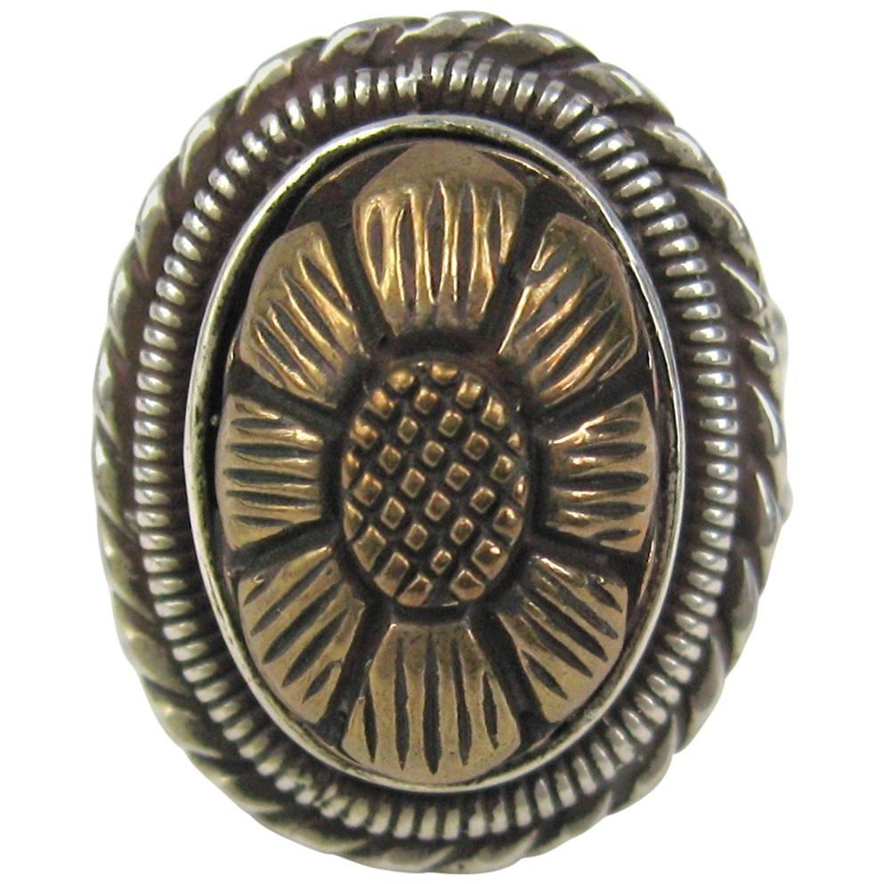 Stephen DWECK, geblümter geschnitzter Ring aus Sterlingsilber, neu, nie getragen, 1990er Jahre im Angebot