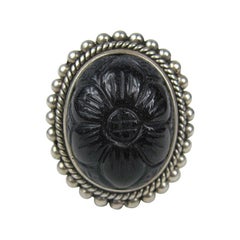 Anillo de ley Stephen DWECK tallado Flor de piedra de oro azul Nuevo, nunca usado