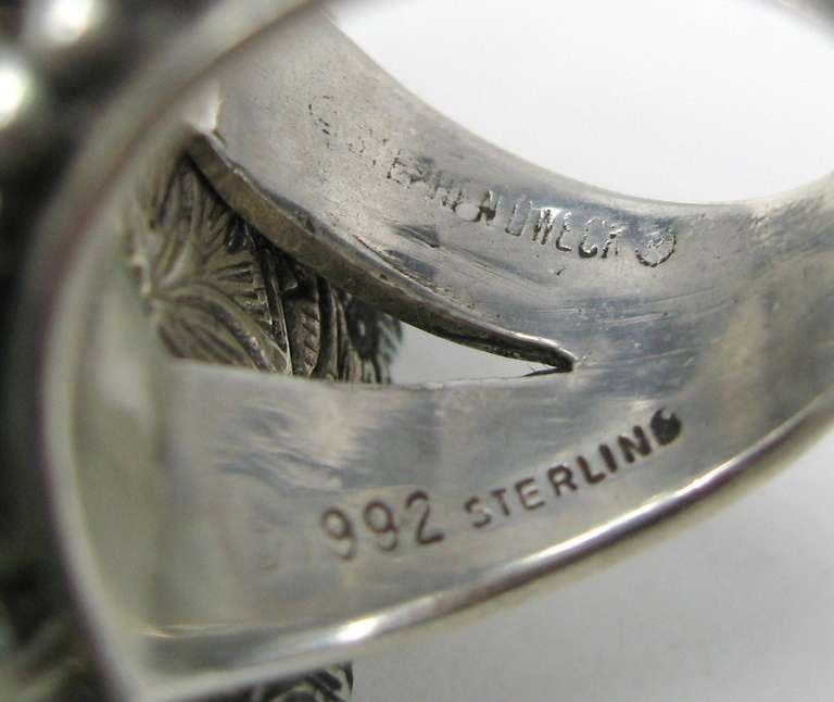 Stephen Dweck, geblümter geschnitzter Ring aus Sterlingsilber, neu, nie getragen 1992 im Zustand „Neu“ im Angebot in Wallkill, NY