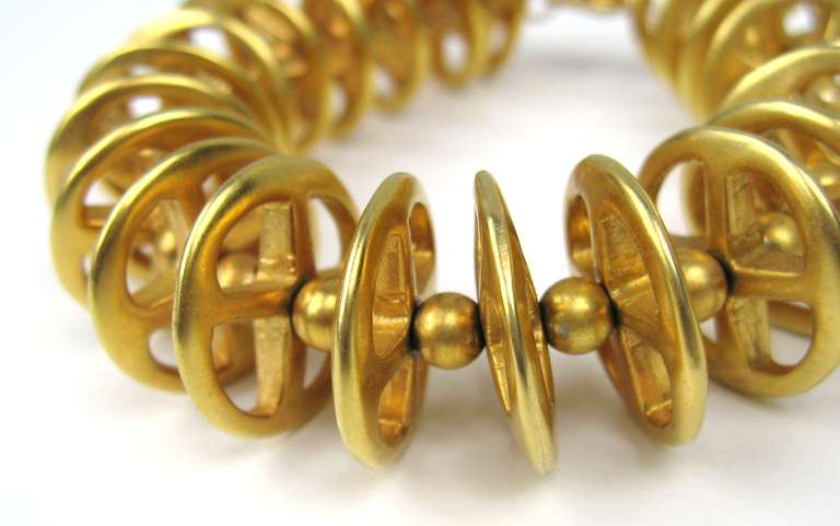 1990s ROBERT LEE MORRIS RLM Pin Wheel Gold Gilt Bracelet New, Never worn  In New Condition In Wallkill, NY