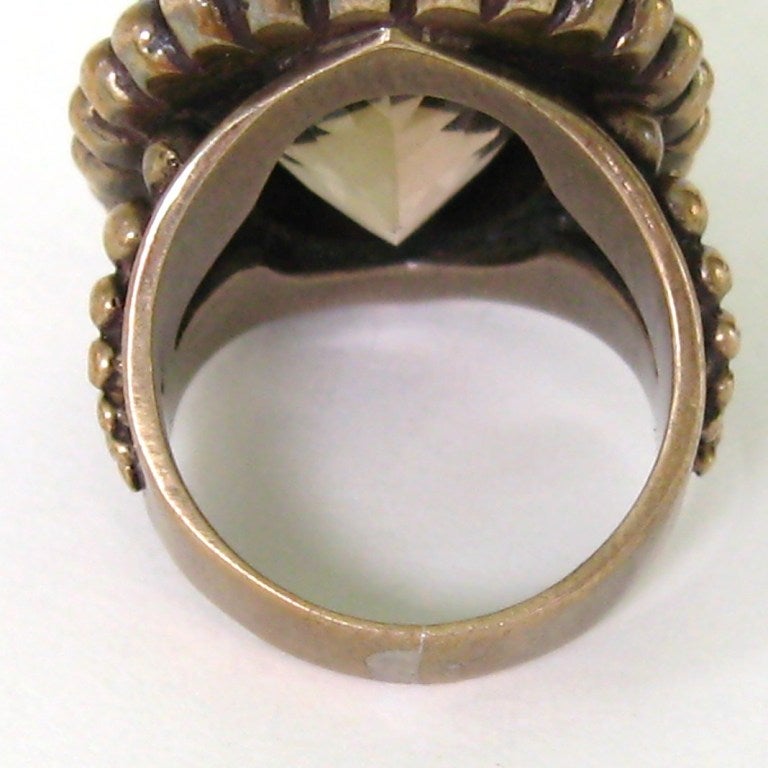 Stephen Dweck Bronze Wash Sterling Silver Smokey Quartz Ring 1990s  In New Condition For Sale In Wallkill, NY