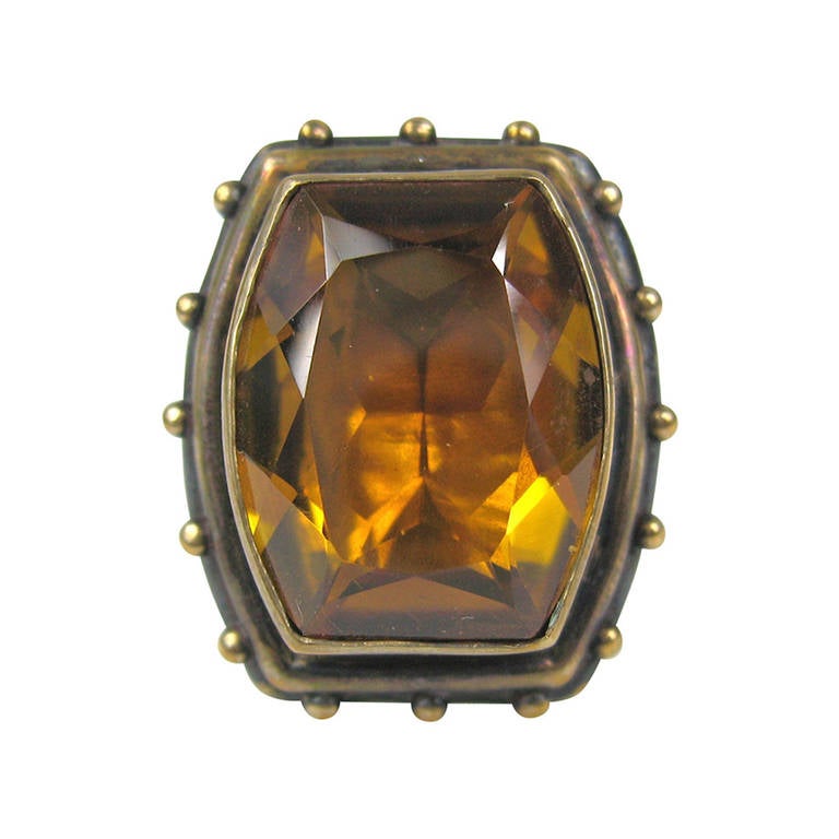 1990s Stephen DWECK Citrine Bronze ring New Never worn  For Sale