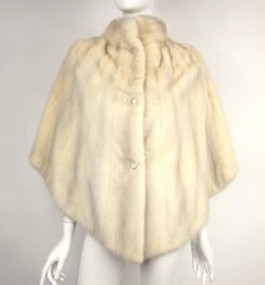 Pearl White Mink Fur Shrug Shawl Cape 1960s Double Sided