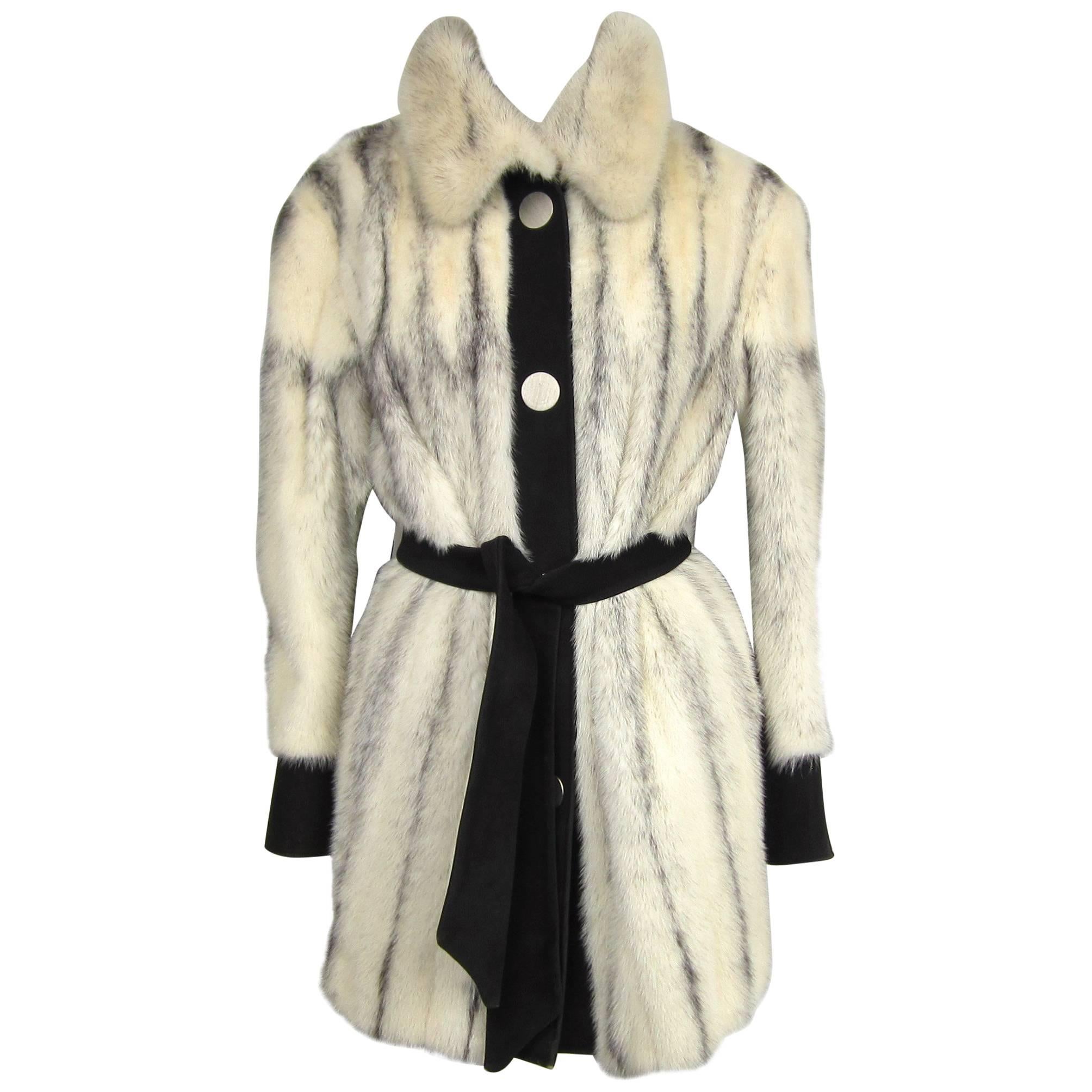  Black Cross Mink Fur Jacket / Suede Med - Large  For Sale