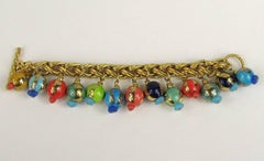 Dominique Aurientis Pulsera francesa de cuentas pintada a mano Años 80