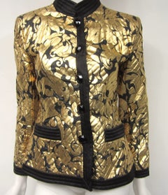 Yves Saint Laurent Jacket Gold  & Black Silk Evening Jacket 38 YSL