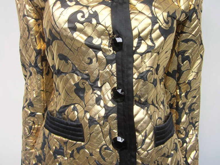 Yves Saint Laurent Jacket Gold and Black Silk Evening Jacket 38 YSL For