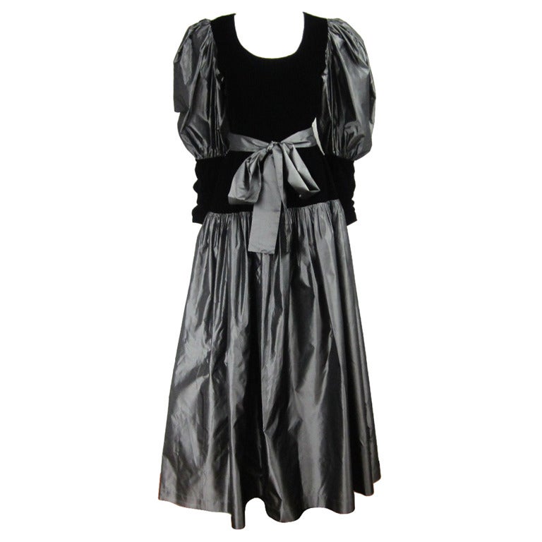 Yves Saint Laurent YSL Collection Silk Gown Velvet Black  For Sale