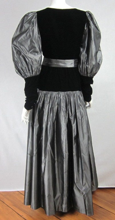 Yves Saint Laurent YSL Collection Silk Gown Velvet Black  For Sale 1