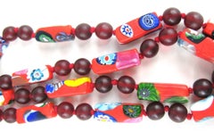 Vintage Venetian Millefiori Red bead necklace