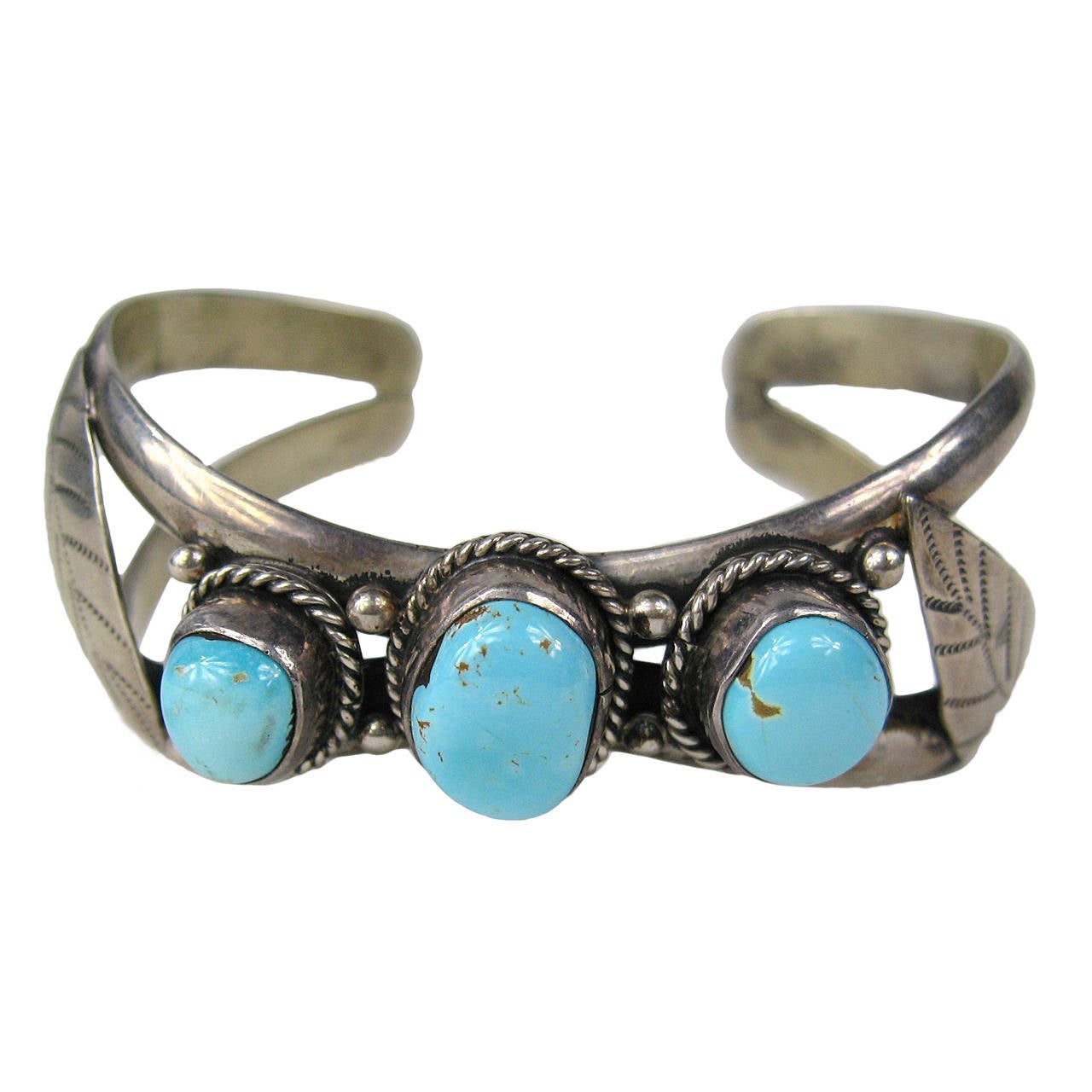 Navajo cuff sterling silver bracelet Turquoise pawn 