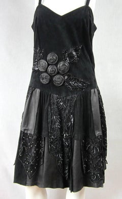 Leather Suede Sequin Black Dress 1980s
