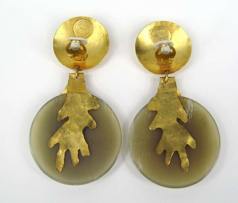  Dominique Aurientis Gold vergoldete Ohrringe Neu, nie getragen 1980er Damen im Angebot