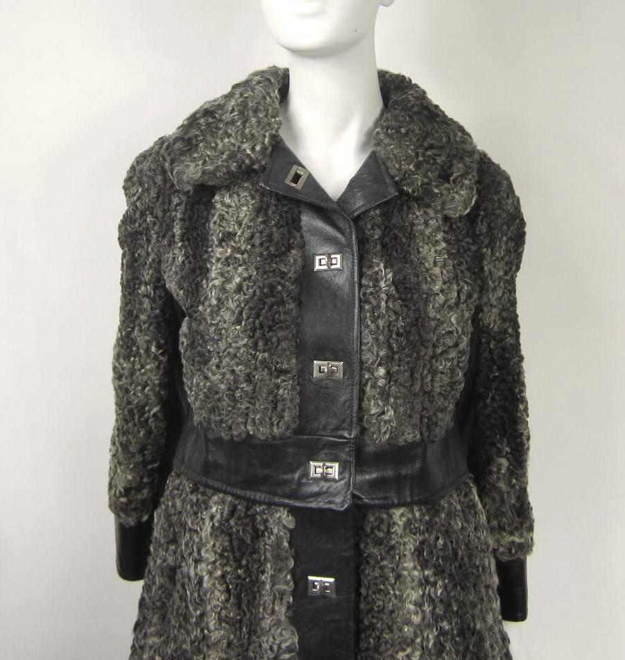 1960s Mod Vintage Persian Lamb Silver / Black Double Duty Jacket and Coat  In Good Condition For Sale In Wallkill, NY