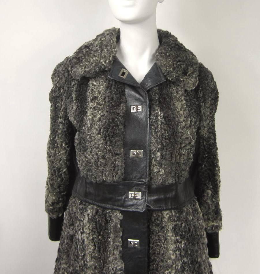 1960s Mod Vintage Persian Lamb Silver / Black Double Duty Jacket and Coat In Good Condition For Sale In Wallkill, NY