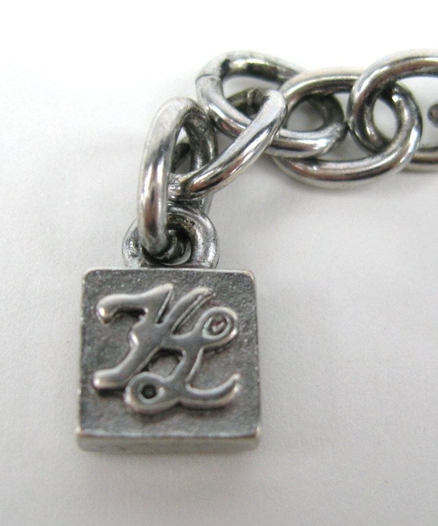 Karl Lagerfeld Silver Studded Link Bracelet 1990s For Sale 2