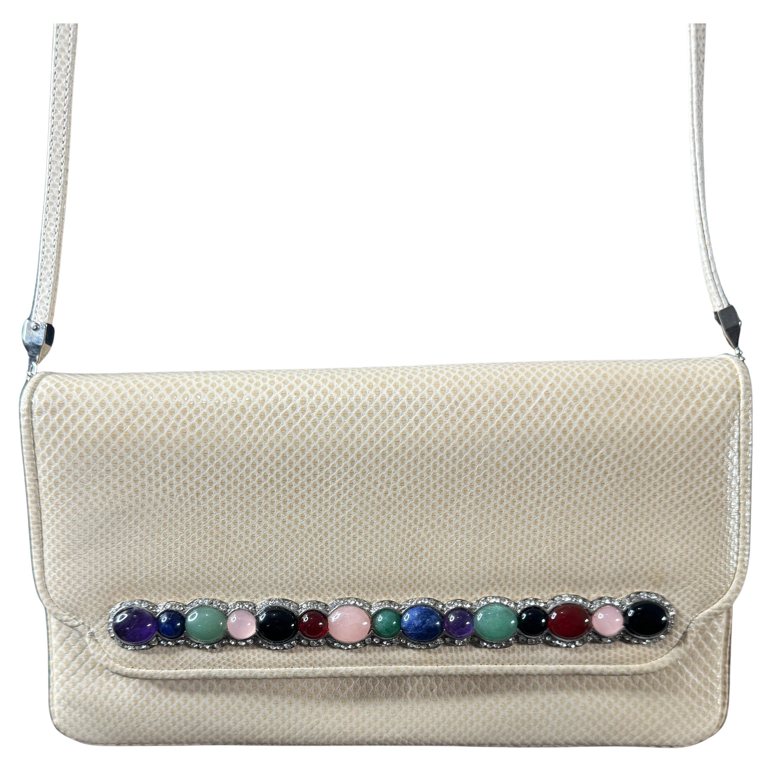 Judith Leiber Borsa da sera in pelle di lucertola Pochette - Semi - Pietre preziose