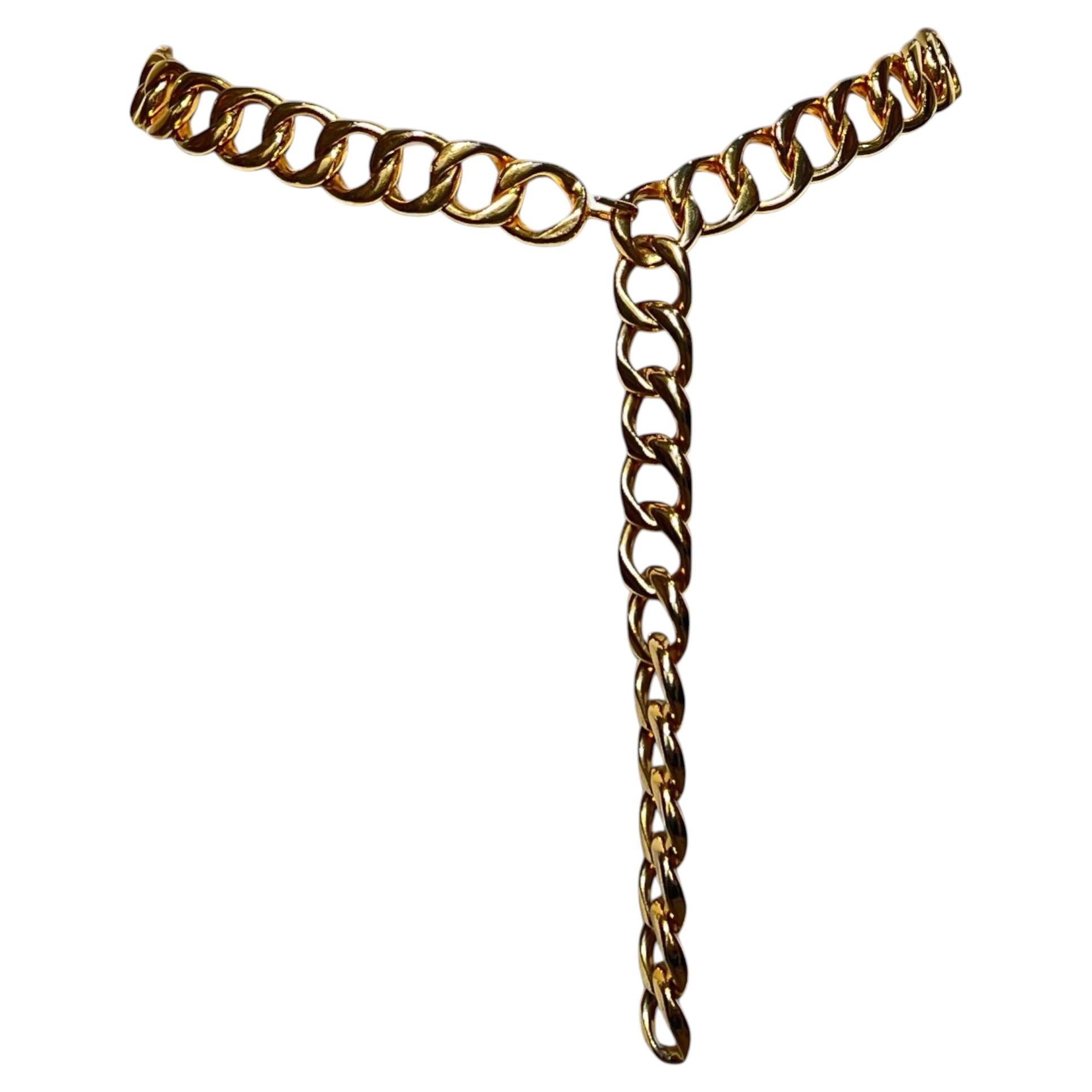 Chanel Fall 1992 Gold Toned Chain Link Swag Belt For Sale