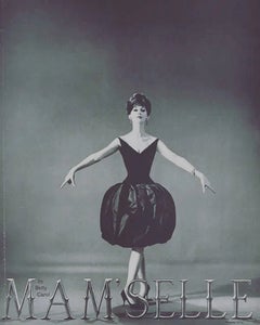Vestido «Mam’selle» de Betty Carol, de 1959, con volantes negros y manga larga, con documentación