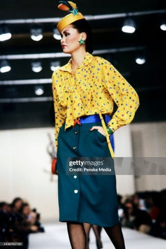 Yves Saint Laurent Spring 1979 Yellow Celestial Stars and Moon Silk Blouse