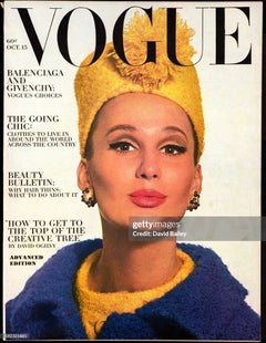 Ensemble jupe-tailleuse en laine bouclée bleu foncé Christian Dior, collection printemps 1963, numéroté