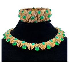 Ciner 1960's 'Jewels of India' Gold Plated Necklace and Bracelet Set