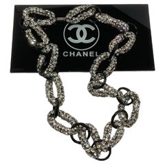 Chanel 1920's Strass und  Onyx Glas Halskette