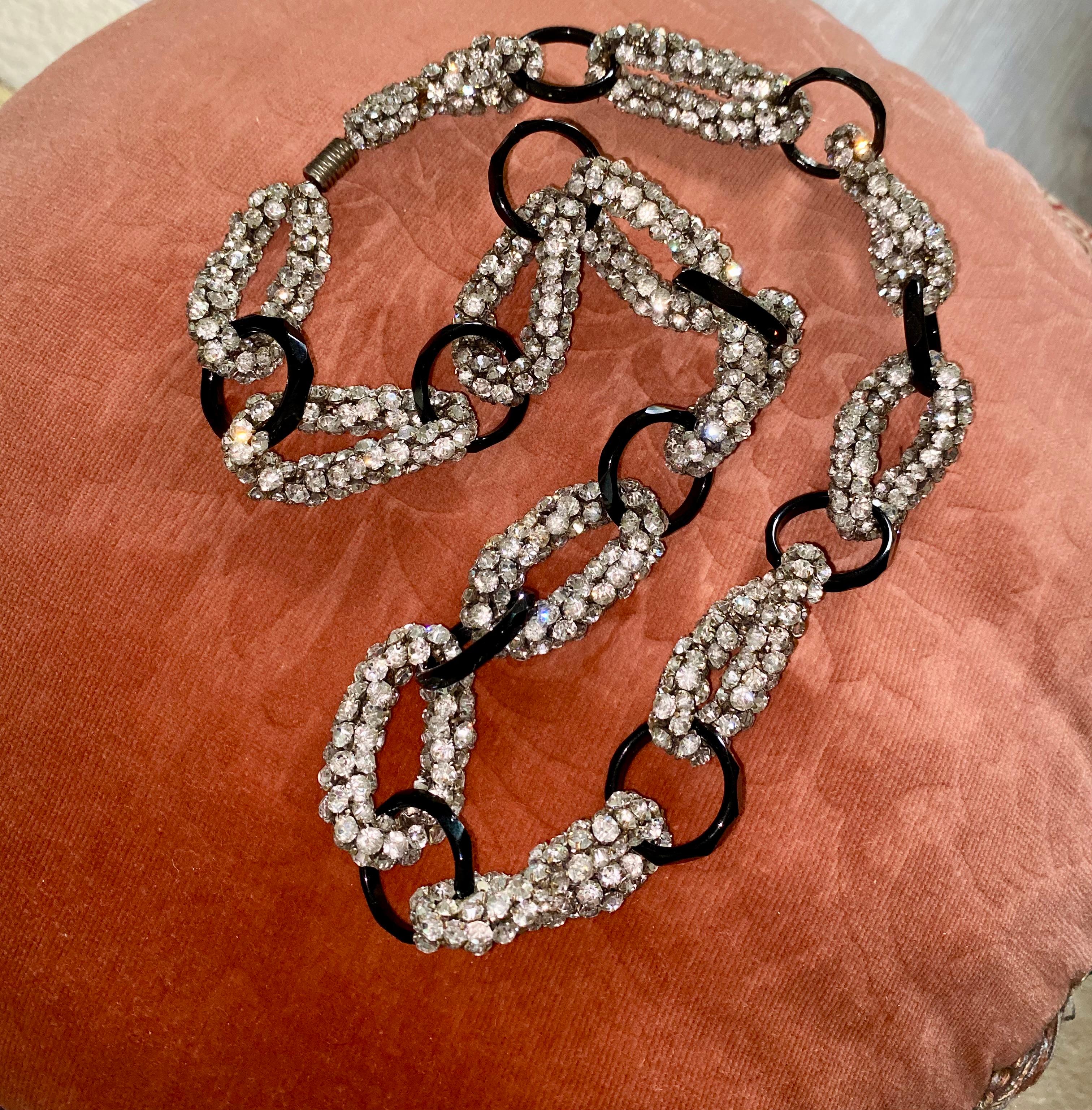 Chanel Años 20 Pedrería y  Collar de cristal de ónix 1