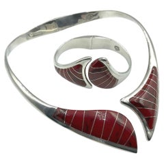 Collar y pulsera mexicanos de plata