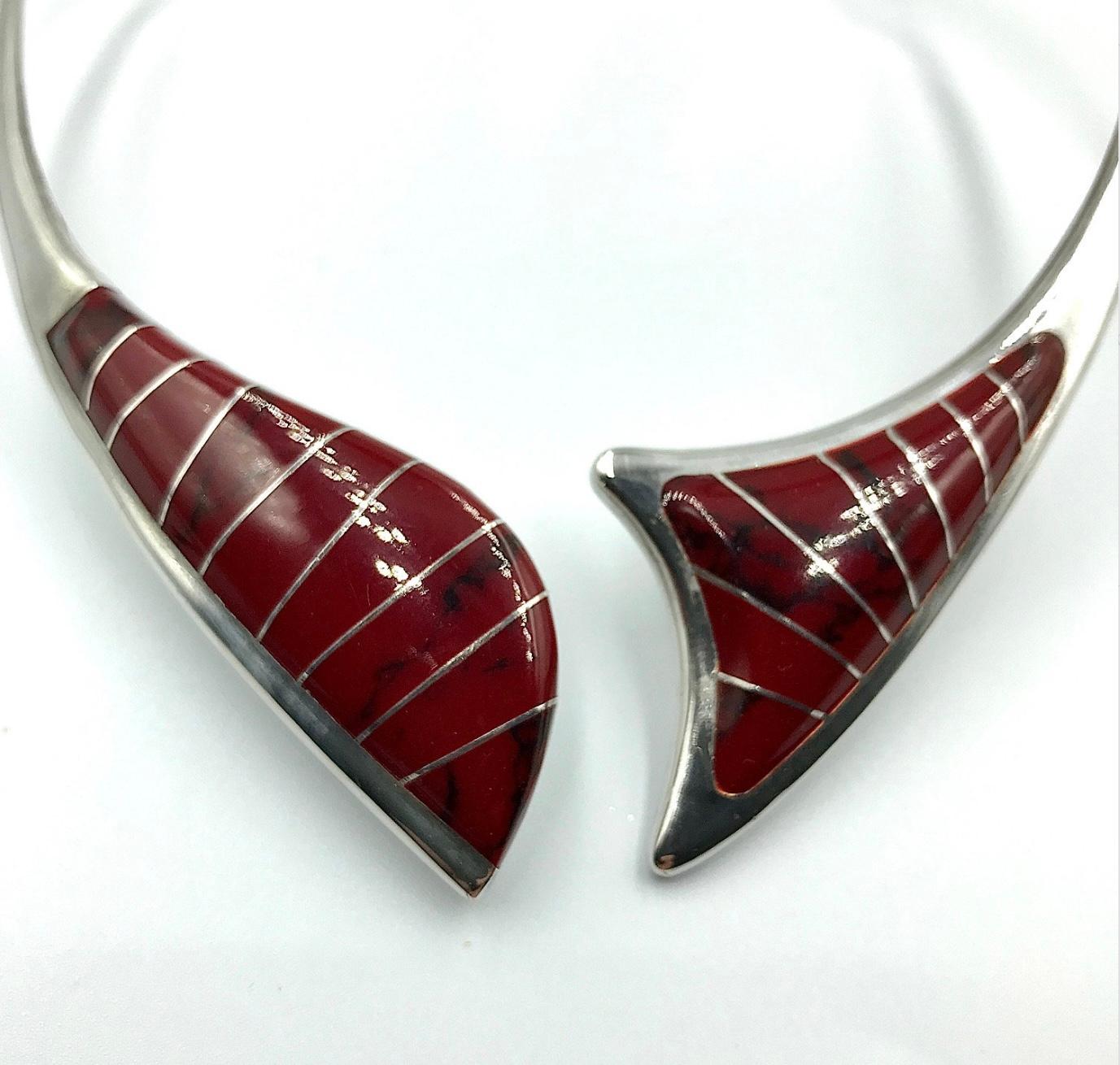 Moderno Collana e bracciale messicano con collare d'argento in vendita