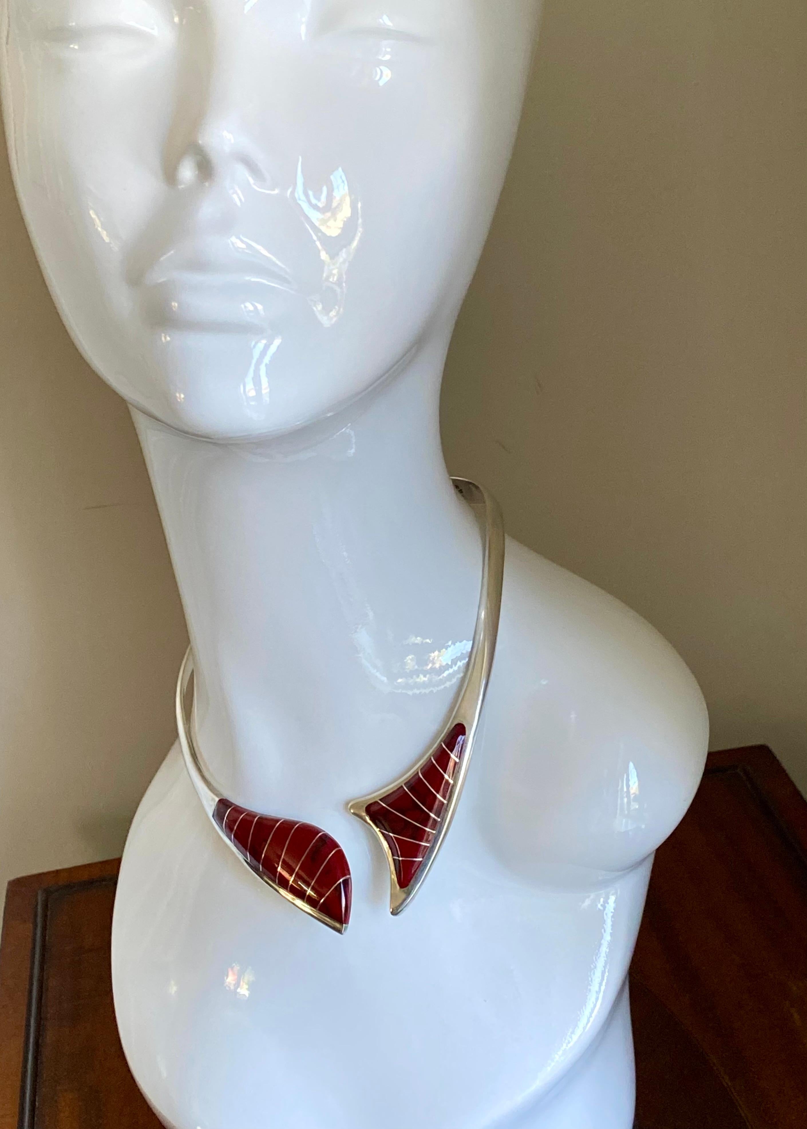 Collana e bracciale messicano con collare d'argento in vendita 1