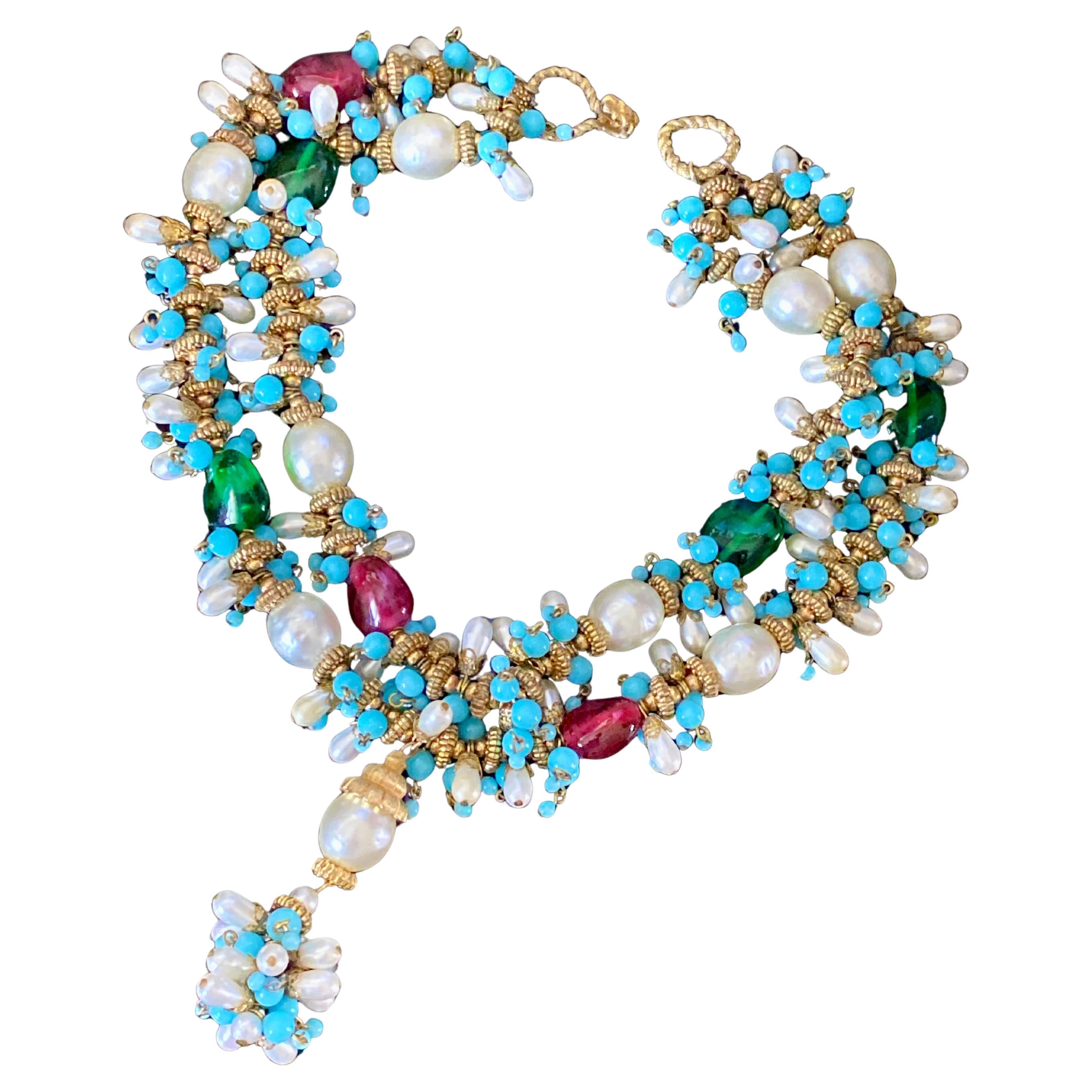 Chanel Gripoix Mogul Halskette 1960 im Angebot