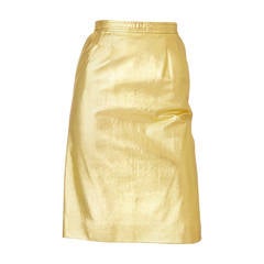 Yves Saint Laurent Gold Leather Skirt