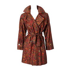Vintage Yves Saint Laurent Printed Belted Trench