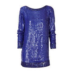 Yves Saint Laurent Sapphire Blue Sequined Tunic