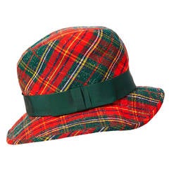 Yves Saint Laurent Tartan Plaid Tweed Hat