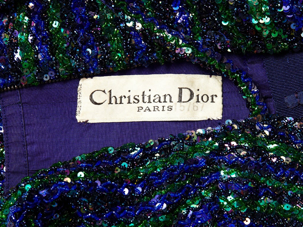 Black Christian Dior Couture Beaded and Sequined Cocktail Dress