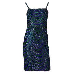 Vintage Christian Dior Couture Beaded and Sequined Cocktail Dress