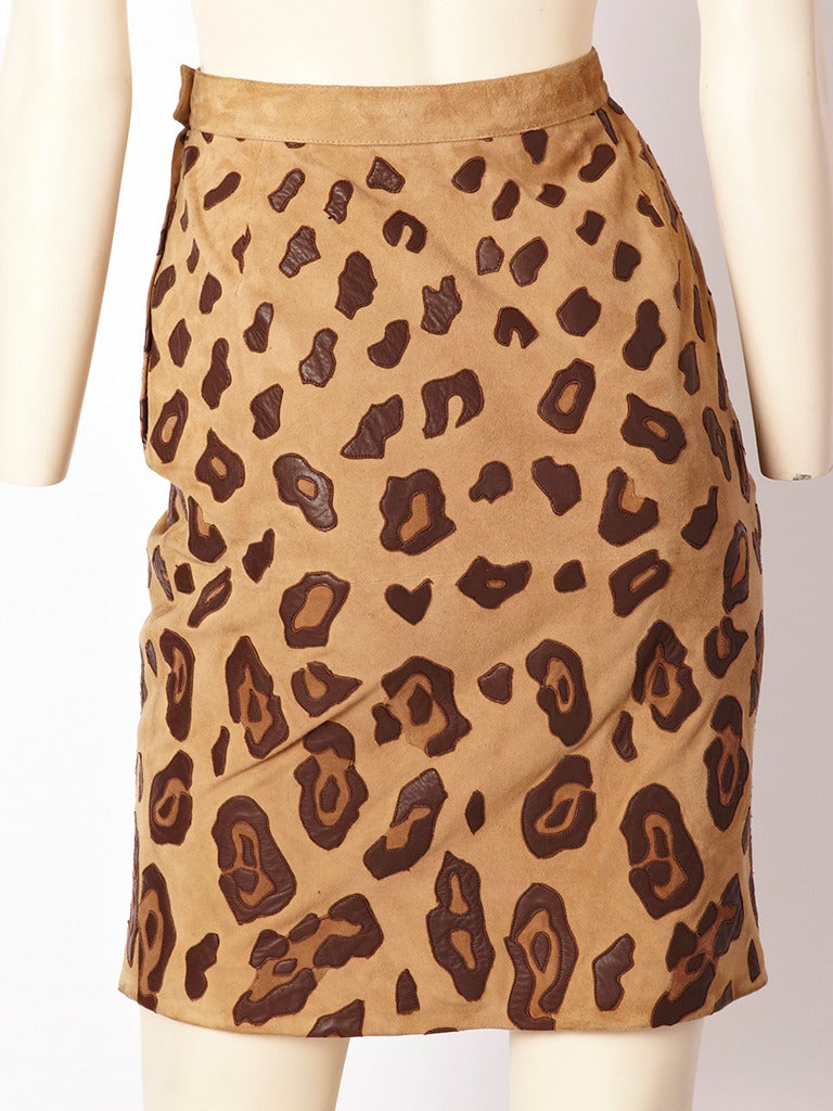 Brown valentino Suede Leopard Print Skirt