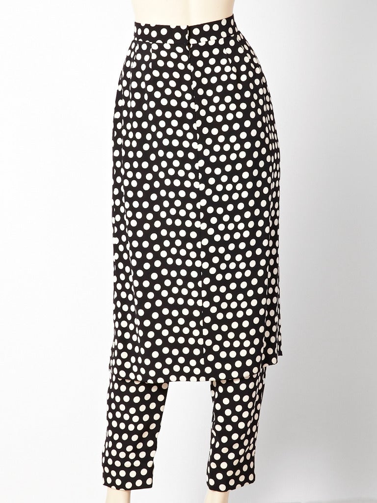 Bill Blass Polka Dot Pant with Skirt In Excellent Condition In New York, NY