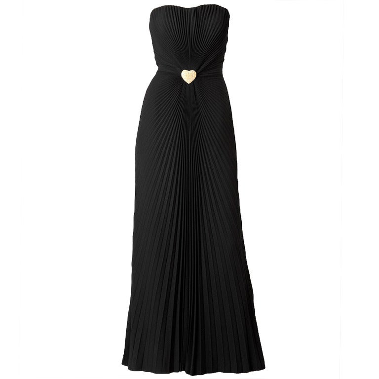 Azzaro Bias Cut Pleated Evening Gown