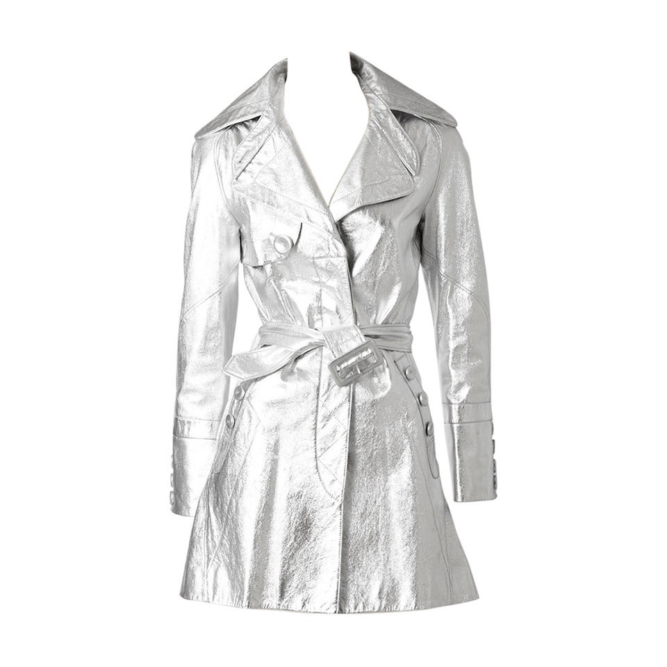 John Galliano Silver Leather Trench